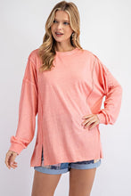 Load image into Gallery viewer, Easel Mineral Washed Cotton Slub Top in Coral Shirts &amp; Tops Easel   
