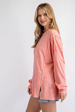 Load image into Gallery viewer, Easel Mineral Washed Cotton Slub Top in Coral Shirts &amp; Tops Easel   
