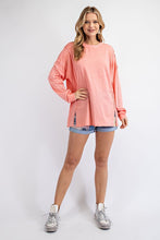 Load image into Gallery viewer, Easel Mineral Washed Cotton Slub Top in Coral Shirts &amp; Tops Easel   
