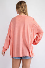 Load image into Gallery viewer, Easel Mineral Washed Cotton Slub Top in Coral Shirts &amp; Tops Easel   
