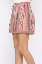 Load image into Gallery viewer, GiGio Aztec Print Shorts with Fringe Trim and Waist Tie Shorts Gigio   
