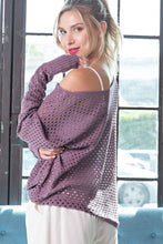 Load image into Gallery viewer, Eyelet Knit Sweater Top in Plum Top eesome   
