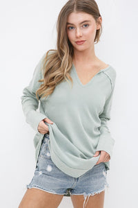 Blue B Long Sleeved Casual Top in Blue Sage Shirts & Tops Blue B   
