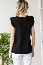 Load image into Gallery viewer, Jodifl Black Sweetheart Top with Ruffled Shoulders FINAL SALE Shirts &amp; Tops Jodifl   
