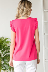 Jodifl Hot Pink Sweetheart Top with Ruffled Shoulders Shirts & Tops Jodifl   