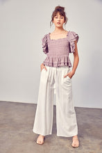 Load image into Gallery viewer, Lavender Smocked Top with Ruffled Sleeves-FINAL SALE Shirts &amp; Tops Miou Muse   

