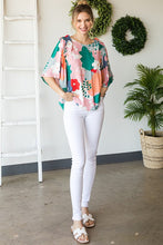 Load image into Gallery viewer, Jodifl Green and Blush Floral Print Top with Ruffled Shoulders Shirts &amp; Tops Jodifl   
