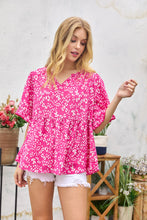 Load image into Gallery viewer, Hailey &amp; Co Baby Doll Animal Print Top in Fuchsia Top Hailey &amp; Co.   
