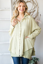 Load image into Gallery viewer, Mineral Washed Hoodie Double Gauze Jacket in Sage Tops Oli &amp; Hali   
