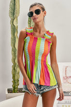 Load image into Gallery viewer, BiBi Multi-Color Striped Smocked Top Shirts &amp; Tops BiBi   
