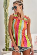 Load image into Gallery viewer, BiBi Multi-Color Striped Smocked Top Shirts &amp; Tops BiBi   
