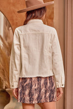 Load image into Gallery viewer, Denim Jacket with Diamond Trim Detail in Ivory Jacket Andree by Unit   
