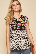 Load image into Gallery viewer, Savanna Jane Leopard Print Top with Floral Embroidery Tops Savanna Jane   
