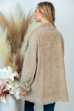 Load image into Gallery viewer, Corduroy Shacket with Frayed Trim in Ecru Shacket White Birch   

