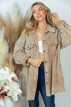 Load image into Gallery viewer, Corduroy Shacket with Frayed Trim in Ecru Shacket White Birch   

