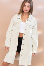 Load image into Gallery viewer, Long Corduroy Jacket with Fringe in Autumn Blonde Coats &amp; Jackets Blue B   

