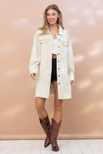 Load image into Gallery viewer, Long Corduroy Jacket with Fringe in Autumn Blonde Coats &amp; Jackets Blue B   
