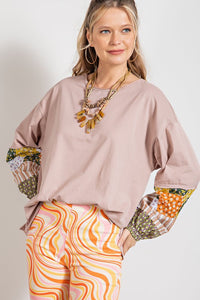 Easel Cotton Jersey Loose Fit Top in Vintage Rose Top Easel   