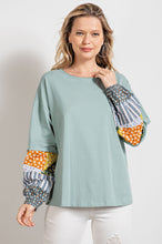 Load image into Gallery viewer, Easel Cotton Jersey Loose Fit Top in Sage Blue Top Easel   
