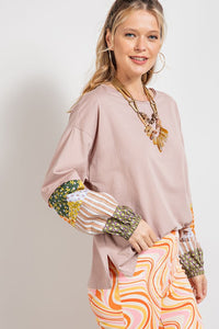 Easel Cotton Jersey Loose Fit Top in Vintage Rose Top Easel   