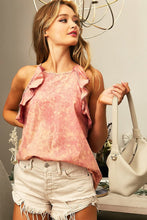 Load image into Gallery viewer, BiBi Vintage Rose Mineral Washed Sleeveless Top with Ruffled Details Shirts &amp; Tops BiBi   

