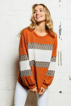 Load image into Gallery viewer, Ces Femme Rust Multi Textured Color Block Long Sleeve Top Shirts &amp; Tops Ces Femme   
