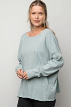 Load image into Gallery viewer, Easel Slub Mix Ribbed Mineral Washed Top in Mint Blue Top Easel   
