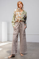 Easel Mineral Washed Terry Knit Pants in Mushroom Pants Easel   