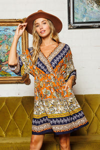 Navy and Rust Printed Dress Dresses Ces Femme   