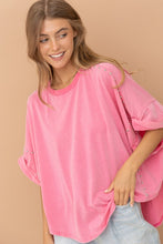 Load image into Gallery viewer, Hot Pink Studded Oversized Tshirt Shirts &amp; Tops Blue B   
