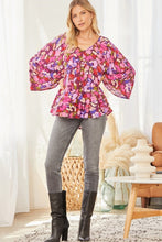 Load image into Gallery viewer, Mixed Floral Print Top in Magenta Top Andree by Unit   
