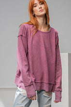 Load image into Gallery viewer, Easel Magenta Washed Terry Pullover Top Top Easel   
