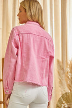 Load image into Gallery viewer, Denim Jacket with Diamond Trim Detail in Pink Jacket Andree by Unit   
