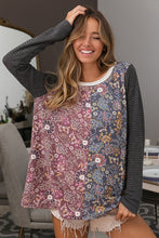 Load image into Gallery viewer, BiBi Charcoal Mixed Floral Print Top Shirts &amp; Tops BiBi   
