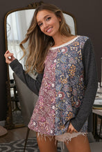 Load image into Gallery viewer, BiBi Charcoal Mixed Floral Print Top Shirts &amp; Tops BiBi   
