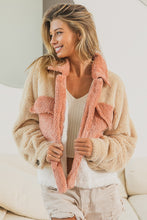 Load image into Gallery viewer, BiBi Cozy Sherpa Short Jacket in Latte, Ivory, and Dark Peach Coats &amp; Jackets BiBi   
