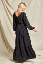 Load image into Gallery viewer, Long Solid Tiered Maxi Dress in Black Dress Beeson River   

