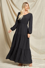 Load image into Gallery viewer, Long Solid Tiered Maxi Dress in Black Dress Beeson River   
