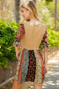 Embroidered Mixed Print Dress by Young Threads  Young Threads   