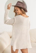 Load image into Gallery viewer, Raw Edge Detailed Pointelle High And Low Knit Top in Oatmeal Top BiBi   

