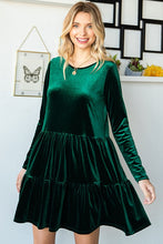 Load image into Gallery viewer, Velvet A Line Short Dress in Hunter Green Dress First Love   
