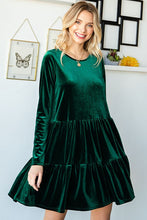 Load image into Gallery viewer, Velvet A Line Short Dress in Hunter Green Dress First Love   
