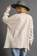 Load image into Gallery viewer, Easel Terry Knit Pullover Top with Side Slits in Khaki Top Easel   
