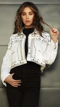 Load image into Gallery viewer, OVER SIZED STUD BIKER DENIM JACKET IN WHITE Jacket Venti6   
