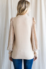 Load image into Gallery viewer, Solid Leopard Long Balloon Sleeves Top in Natural Top Jodifl   
