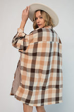 Load image into Gallery viewer, Easel Plaid Oversized Shirt Dress in Coral Brown Top Easel   
