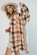 Load image into Gallery viewer, Easel Plaid Oversized Shirt Dress in Coral Brown Top Easel   
