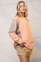 Load image into Gallery viewer, Easel Terry Knit Loose Fit Pullover in Peach Top Easel   
