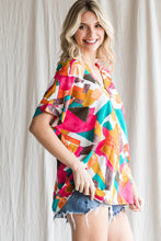 Load image into Gallery viewer, Jodifl Print V-neck Boxy Top in Fuchsia Top Jodifl   
