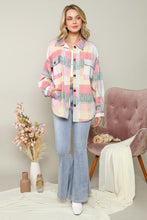 Load image into Gallery viewer, Vintage Gingham Shacket in Rainbow Shacket Peach Love California   

